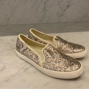 Keds for Kate Spade Girls Metallic Glitter Slip-on Shoes Size 2